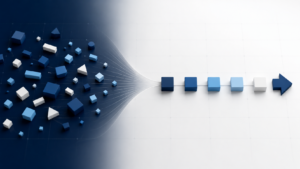Scattered marketing activity resolving into one clear, ordered growth system and roadmap
