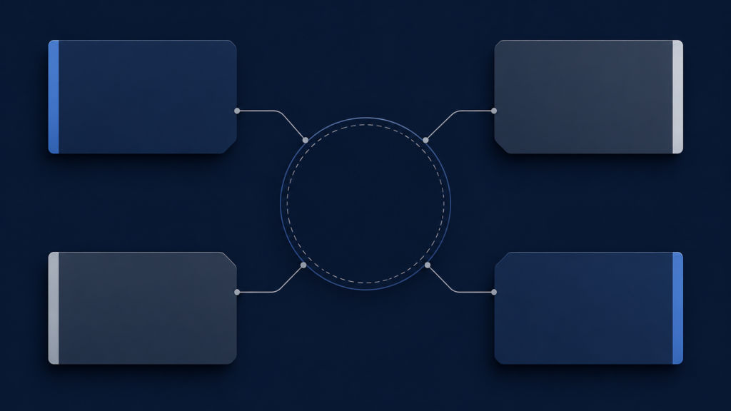 Several marketing function blocks pointing toward a central empty position with no clear owner