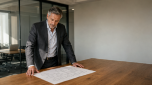 A CEO reviewing an organizational accountability map to identify a marketing director vs marketing leadership gap