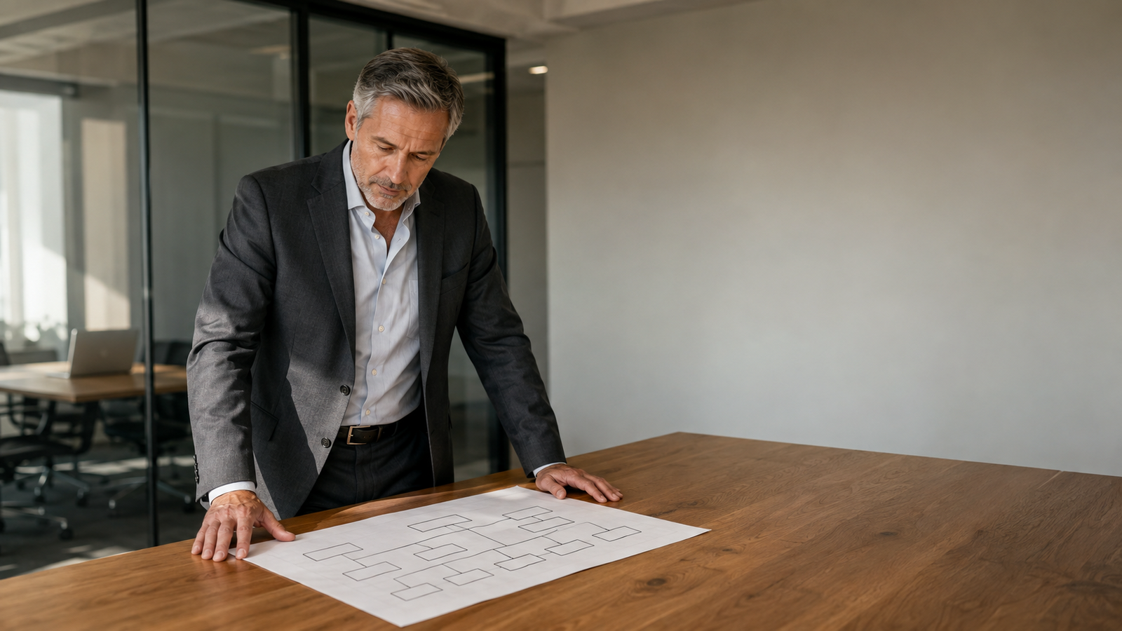 A CEO reviewing an organizational accountability map to identify a marketing director vs marketing leadership gap