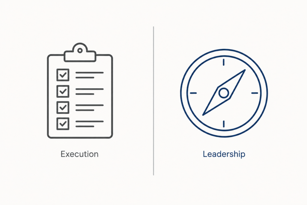 A visual comparison of marketing execution responsibility and marketing leadership mandate, illustrating the difference between a marketing director and marketing leadership