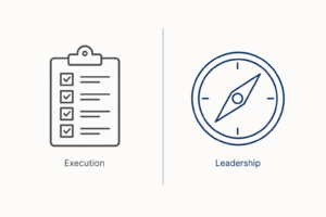A visual comparison of marketing execution responsibility and marketing leadership mandate, illustrating the difference between a marketing director and marketing leadership